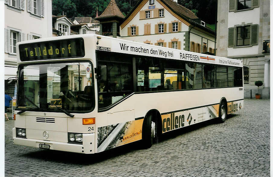 (054'523) - AAGU Altdorf - Nr. 24/UR 9310 - Mercedes (ex ???; ex AFA Adelboden Nr. 24) am 22. Juli 2002 in Altdorf, Telldenkmal