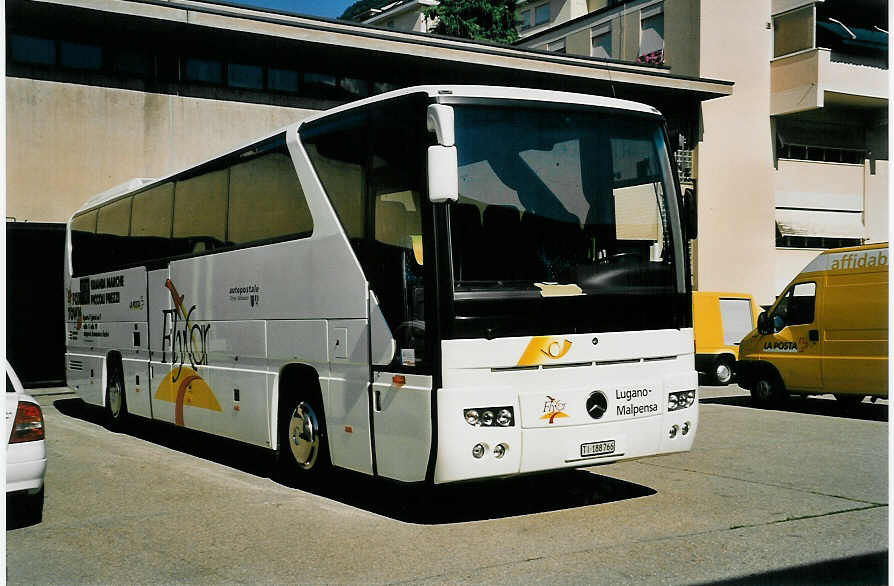 (054'629) - AutoPostale Ticino-Moesano - TI 188'766 - Mercedes (ex P 25'001) am 22. Juli 2002 in Lugano, Postgarage