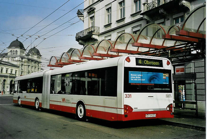 (058'919) - WV Winterthur - Nr. 331/ZH 719'331 - Solaris am 20. Februar 2003 beim Hauptbahnhof Winterthur