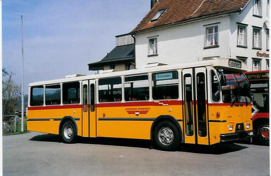 (059'517) - Osthues, Teufen - Nr. 15/AR 17'057 - Saurer-Leyland/Hess (ex AVG Grindelwald Nr. 15; ex RhV Altsttten Nr. 42) am 29. Mrz 2003 in Speicherschwendi, Gasthaus Bren