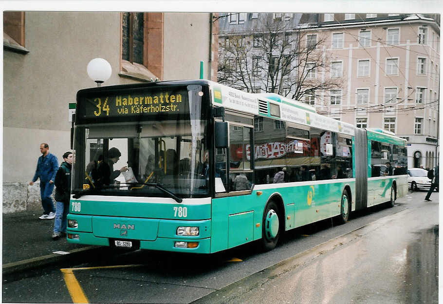 (059'628) - BVB Basel - Nr. 780/BS 3280 - MAN am 10. April 2003 in Basel, Claraplatz