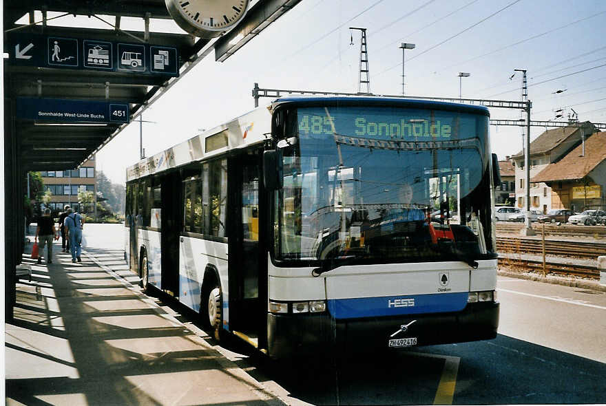 (061'630) - VBRF Regensdorf - Nr. 44/ZH 492'416 - Volvo/Hess am 19. Juli 2003 beim Bahnhof Regensdorf
