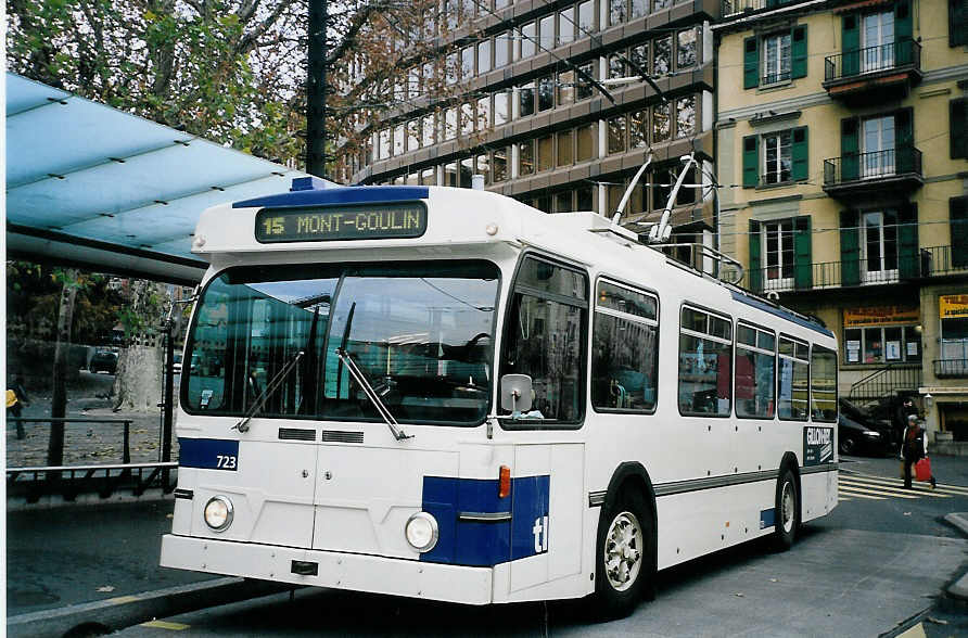 (064'636) - TL Lausanne - Nr. 723 - FBW/Hess Trolleybus am 29. November 2003 in Lausanne, Chauderon