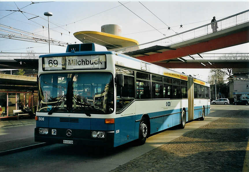 (065'611) - VBZ Zrich - Nr. 508/ZH 608'508 - Mercedes am 16. Februar 2004 in Zrich, Bucheggplatz