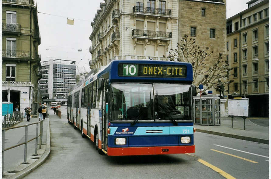 (066'223) - TPG Genve - Nr. 721 - NAW/Hess Doppelgelenktrolleybus (ex Nr. 709) am 21. Mrz 2004 in Genve, Bel-Air