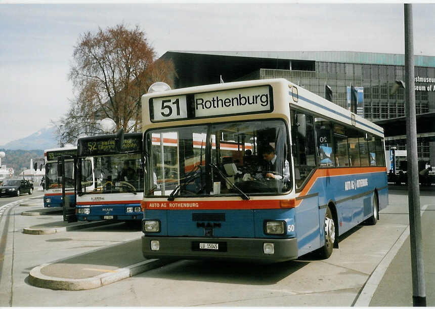 (066'932) - AAGR Rothenburg - Nr. 50/LU 15'045 - MAN am 22. April 2004 beim Bahnhof Luzern