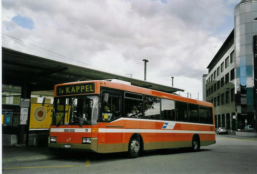 (069'311) - BOGG Wangen b.O. - Nr. 78/SO 21'838 - Mercedes/Hess (ex SOO Olten Nr. 78) am 10. Juli 2004 beim Bahnhof Olten
