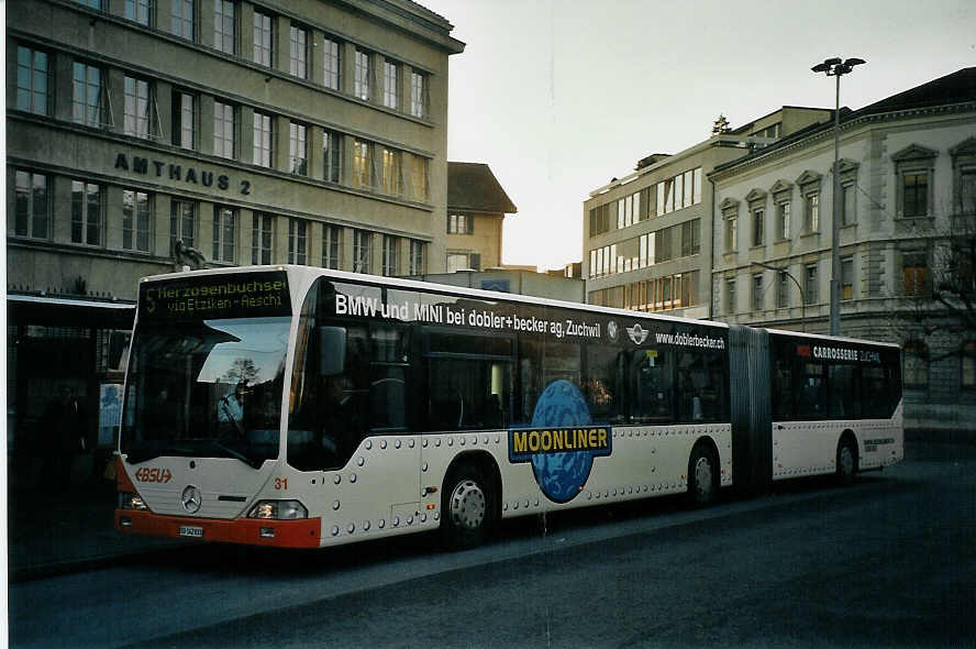 (073'722) - BSU Solothurn - Nr. 31/SO 142'031 - Mercedes (ex RBS Worblaufen Nr. 76) am 3. Januar 2005 in Solothurn, Amthausplatz