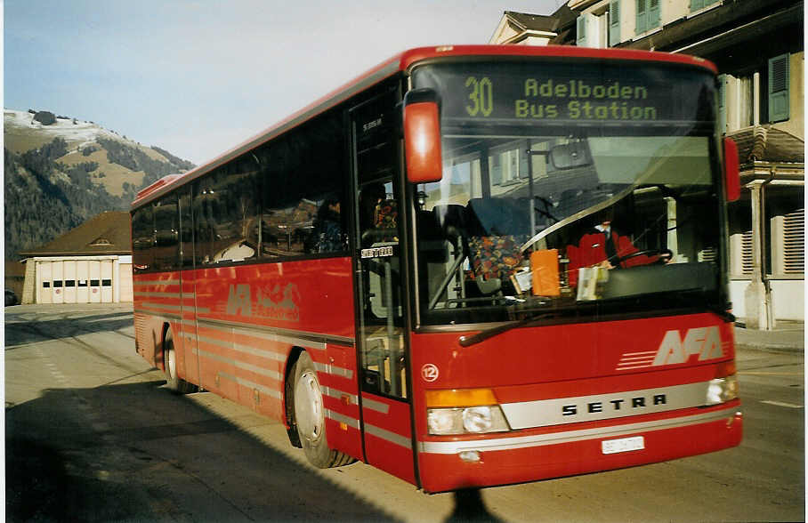 (073'933) - AFA Adelboden - Nr. 12/BE 26'702 - Setra am 9. Januar 2005 beim Bahnhof Frutigen