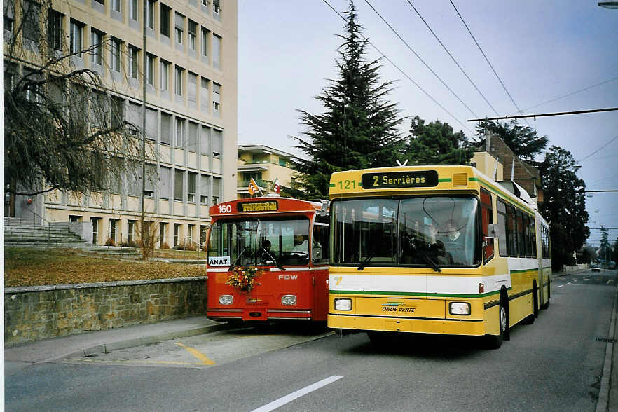 (074'112) - TN Neuchtel - Nr. 121 - NAW/Hess Gelenktrolleybus am 16. Januar 2005 in Neuchtel, Tivoli