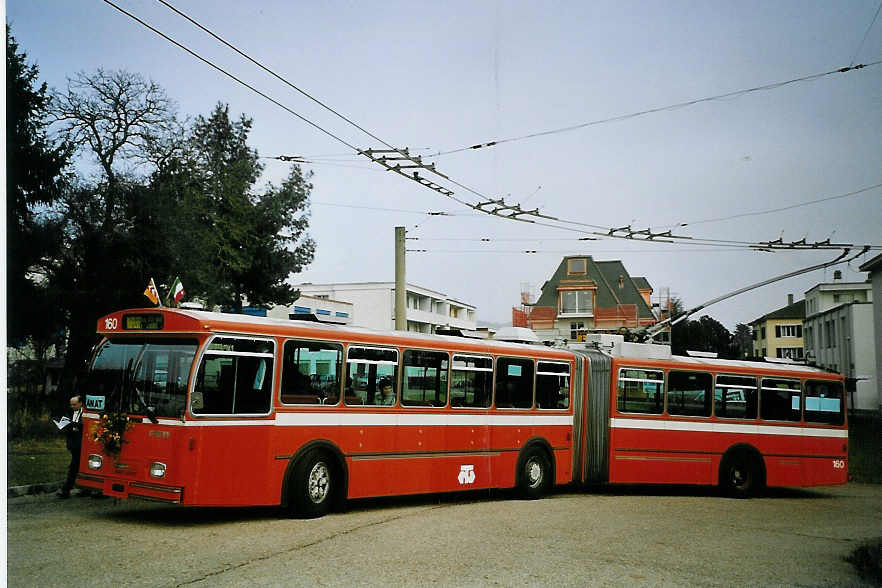 (074'128) - TN Neuchtel - Nr. 160 - FBW/Hess Gelenktrolleybus (ex Nr. 60) am 16. Januar 2005 in Cormondrche, Dpt