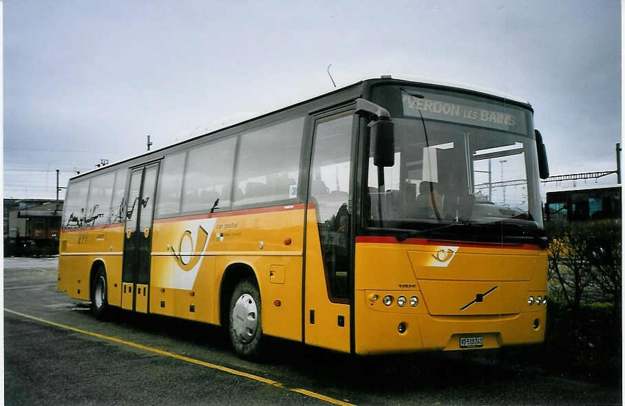 (074'605) - CarPostal Vaud-Fribourg - VD 510'241 - Volvo (ex P 25'162) am 12. Februar 2005 in Yverdon, Garage