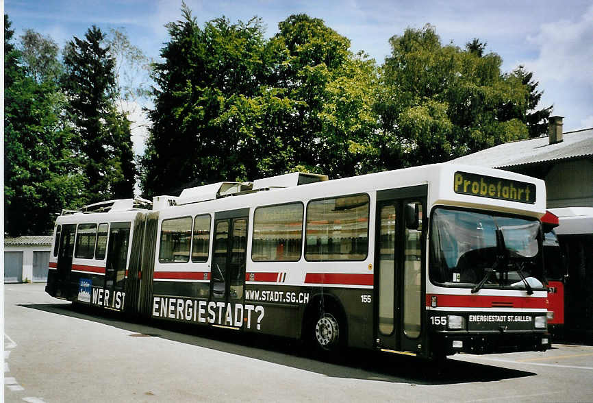 (078'237) - VBSG St. Gallen - Nr. 155 - NAW/Hess Gelenktrolleybus am 9. Juli 2005 in Bellach, Hess