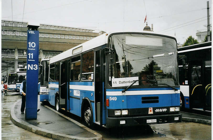 (078'429) - VBL Luzern - Nr. 549/LU 15'633 - NAW/R&J (ex Gowa, Luzern Nr. 49) am 11. Juli 2005 beim Bahnhof Luzern