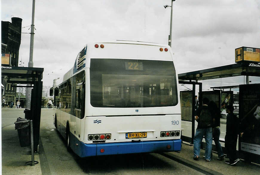 (078'730) - GVB Amsterdam - Nr. 190/BH-XL-29 - DAF/Berkhof am 20. Juli 2005 beim Bahnhof Amsterdam