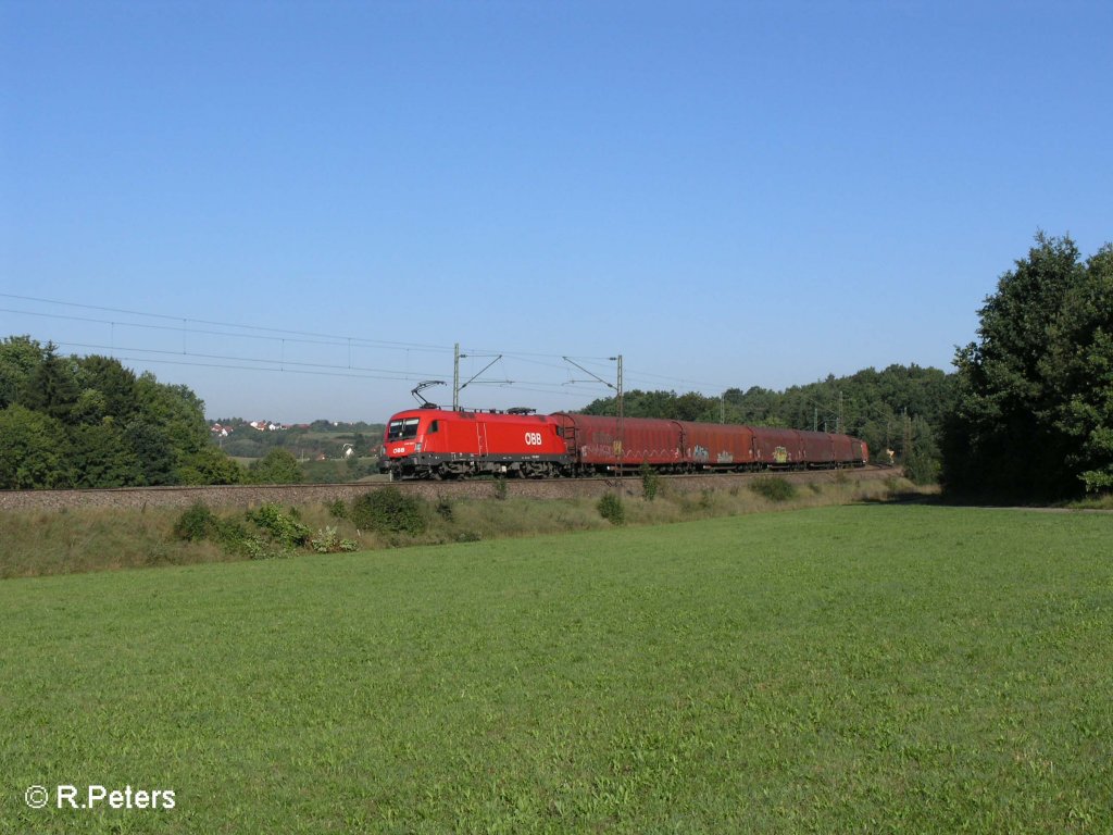 1116 100-7 zieht bei Edlhausen ein Gedeckten G�terzug in Richtung regensburg. 09.09.08