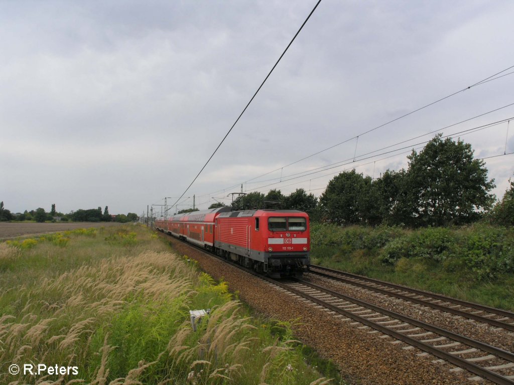 112 115-1 zieht bei Jacobsdorf(Mark) den RE1 Eisenh�ttenstadt.19.08.08