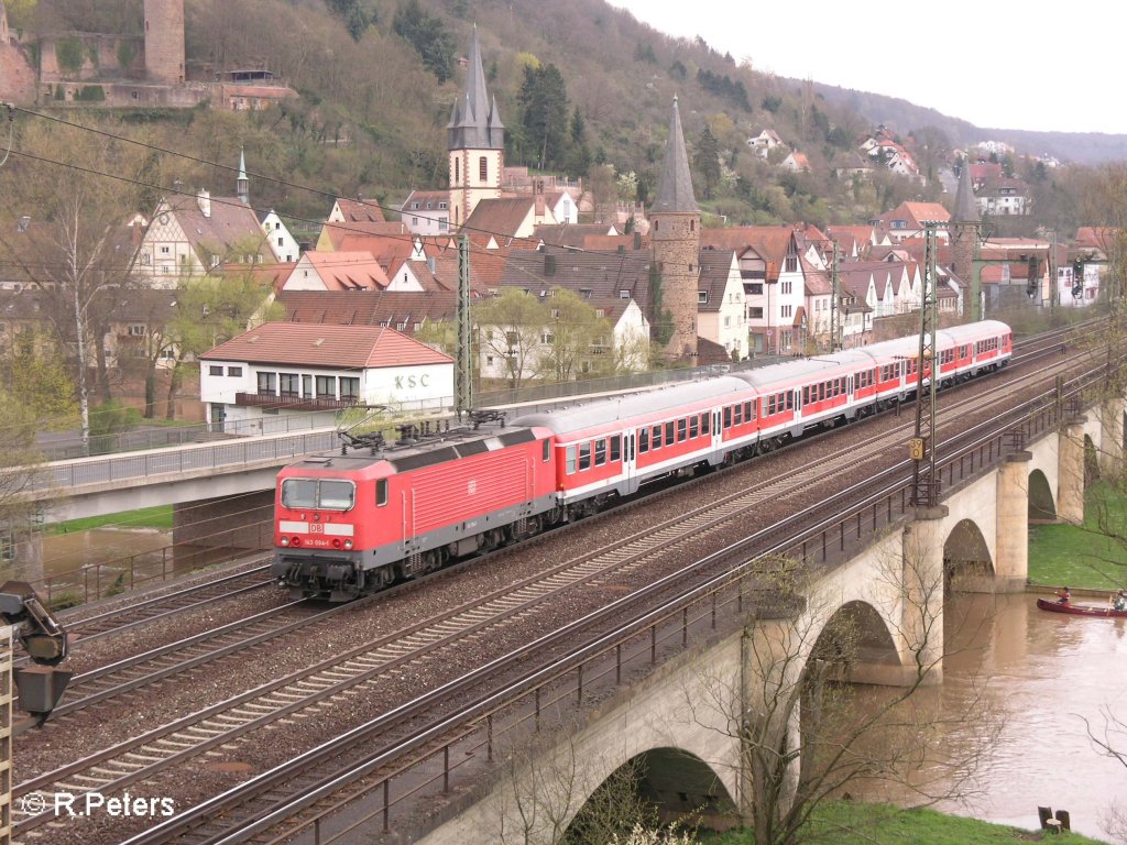 143 094-1 schiebt eine RB durch Gem�nden. 12.04.08