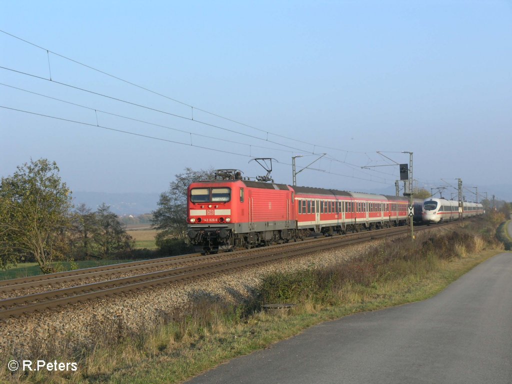 143 826-6 zieht bei P�lling eine RB Erlangen. 25.10.08