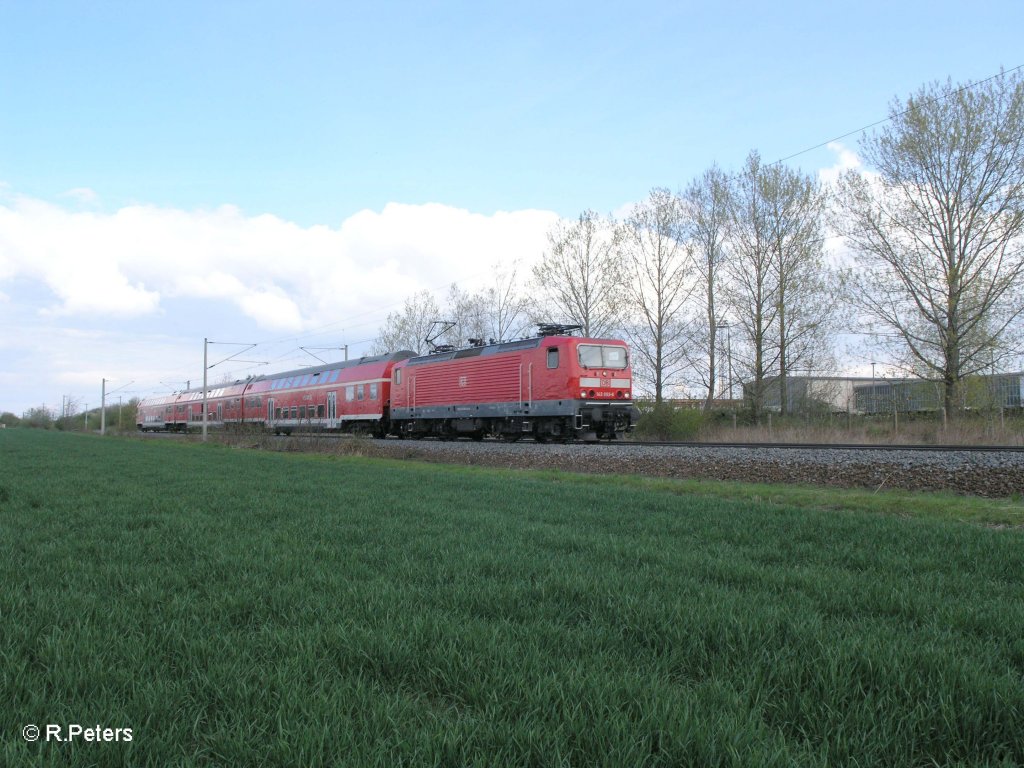 143 893-6 zieht RB25111 Lutherstadt Wittenberg – Leipzig HBF bei Podelwitz. 16.04.11
