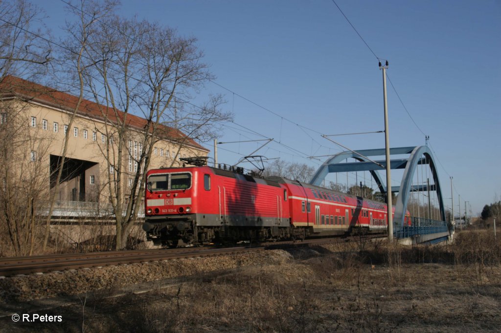 143 931-4 verl�sst Eisenh�ttenstadt mit RB11 Cottbus. 07.03.11