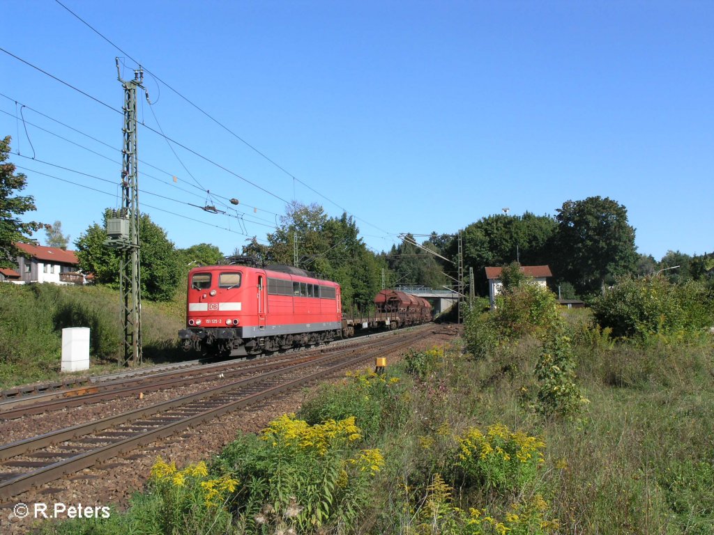 151 125-2 f�hrt in Undorf mit ein gemischten G�terzug ein. 09.09.08