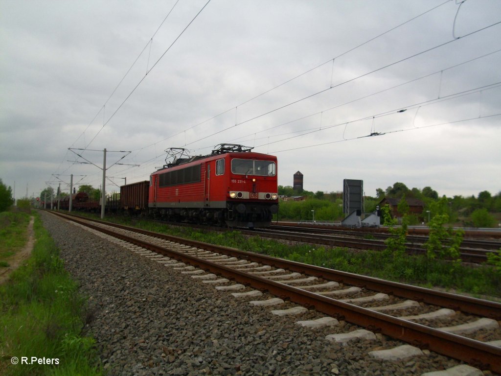 155 231-4 mit einem gemischtem G�ter bei Sckeuditz. 07.05.10