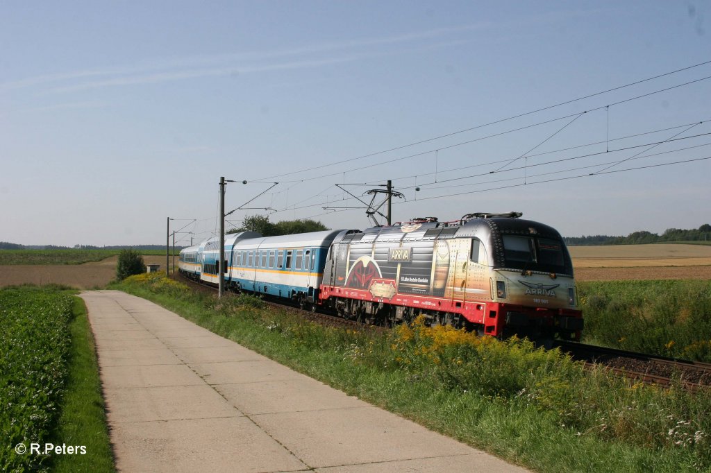 183 001 mit ALX84104 M�nchen – Hof bei Altegolsheim. 03.08.11
