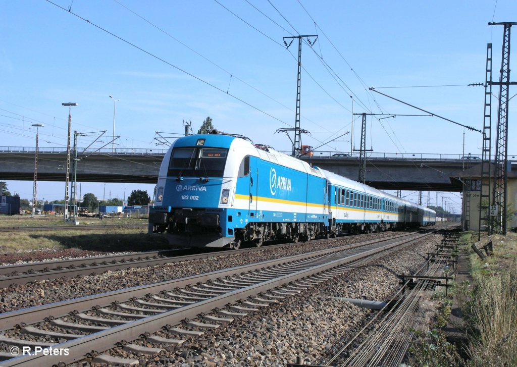183 002 f�hrt als ALX37980 nach Hof in Regensburg ein. 09.09.09
