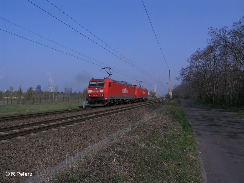 185 180-7 und 185 185 kurz vor Eisenh�ttenstadt. 18.04.11