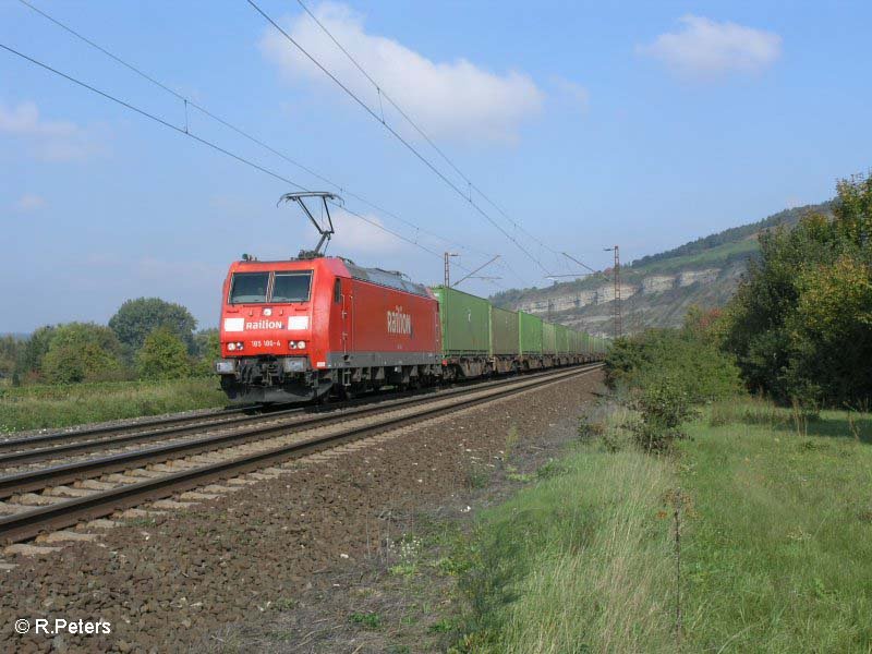 185 186-4 zieht bei Th�ngersheim den Containerzug Consend Leasing. 27.09.08
