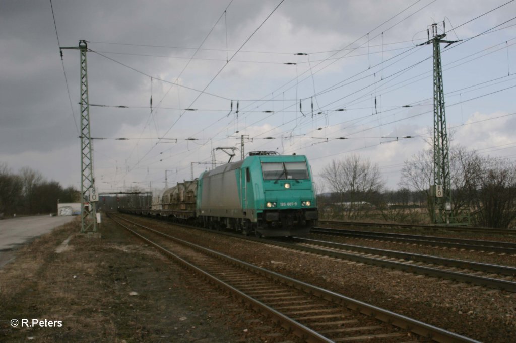 185 607-9 mit Fl�ssigstahl in Saarmund. 11.03.11