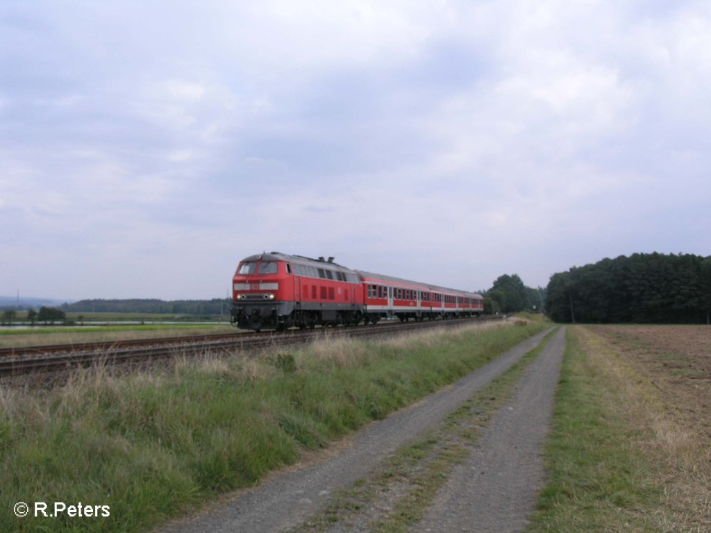 218 213-7 zieht bei Oberteich den freitags-Sch�ler-verst�rkungszug. 12.09.08