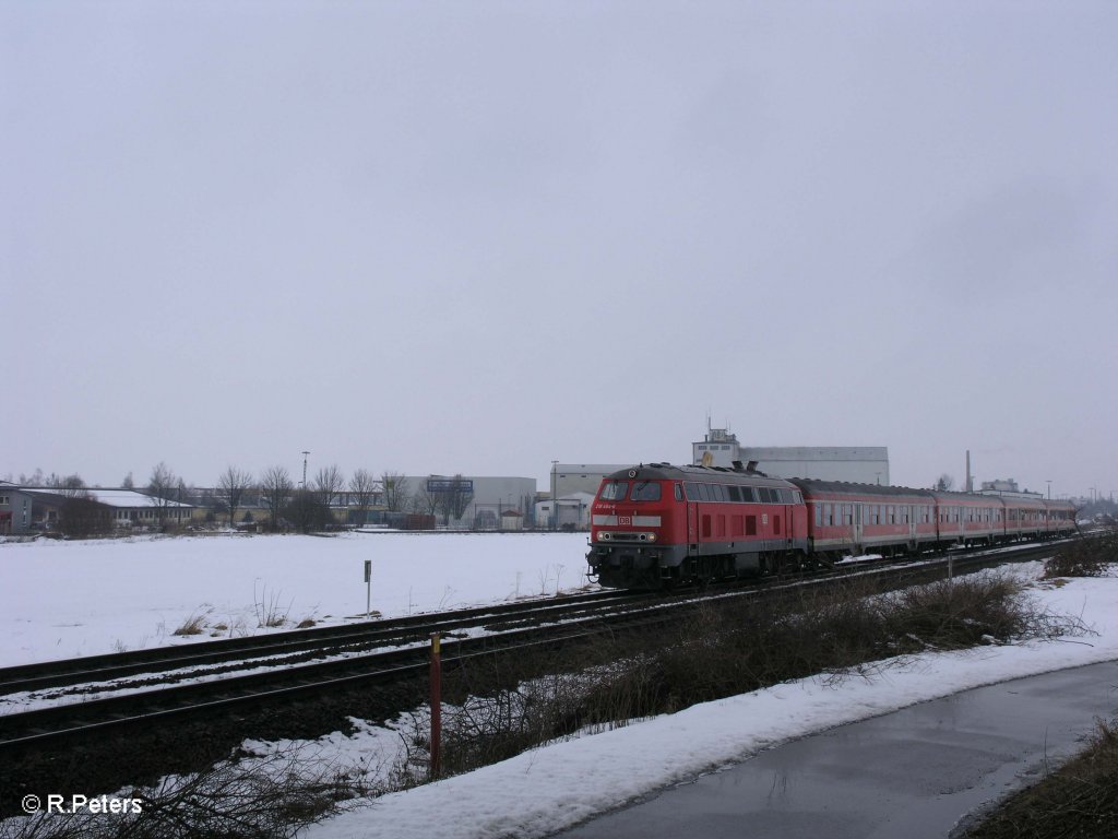 218 464-6 verl�sst Buchloe mit der RE32606 Biessenhofen. 27.02.09
