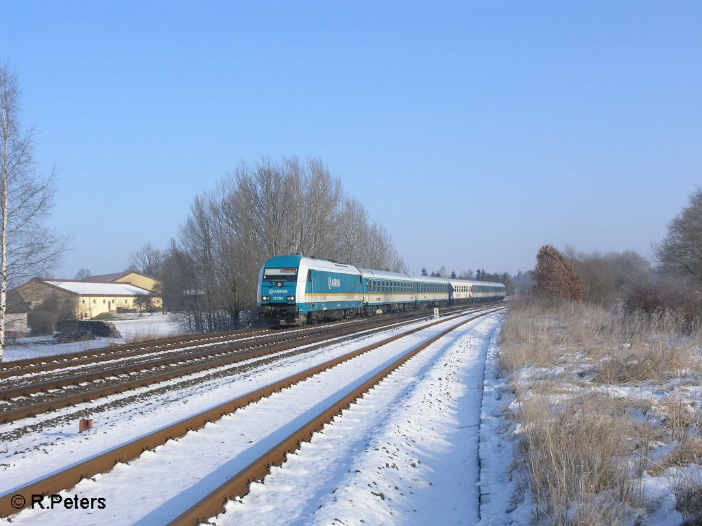 223 064 zieht bei Sch�nfeld den ALX37979 nach M�nchen und erreicht gleich wiesau/Oberpfalz. 11.01.09
