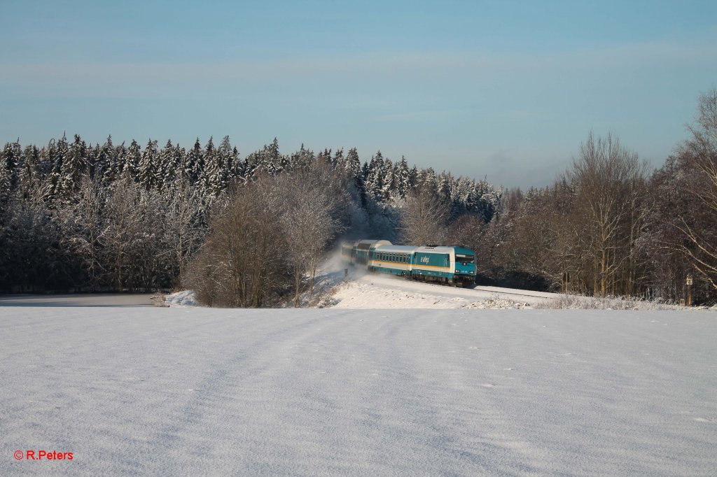 223 066 mit dem ALX84115 Hof - M�nchen bei Oberteich mit 30min versp�tung. 01.12.12