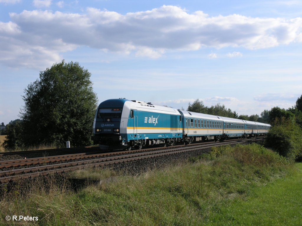 223 066 zieht bei Sch�nfeld den ALX37980 nach Hof. 23.08.09
