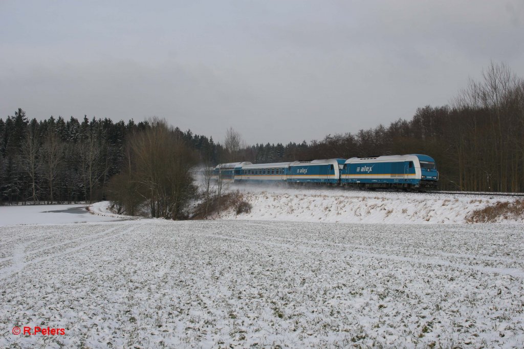 223 067 und 223 063 mit dem ALX84115 Hof - M�nchen bei Oberteich. 29.1.12