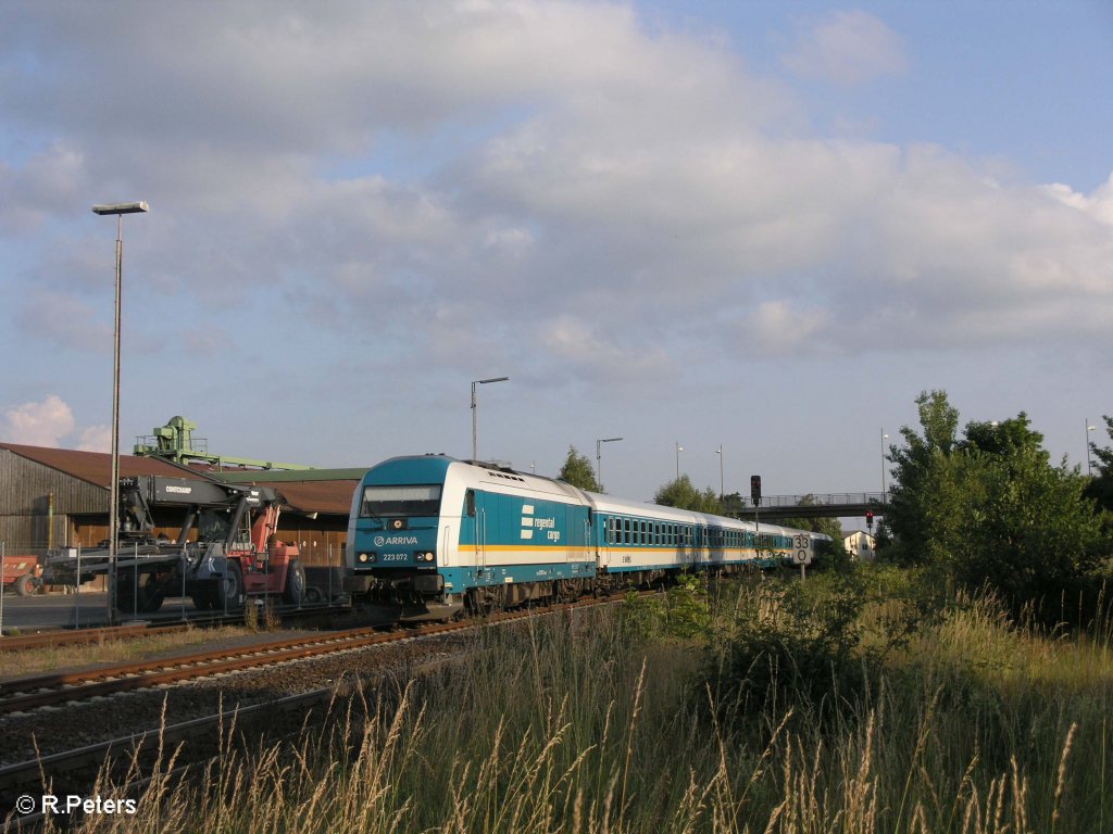 223 072 f�hrt mit den ALX37982 nach Hof in Wiesau/Oberpfalz. 29.06.09
