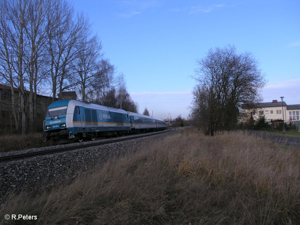 223 072 verl�sst Wiesau/Oberpfalz mit den ALX37983 nach M�nchen. 21.11.09
