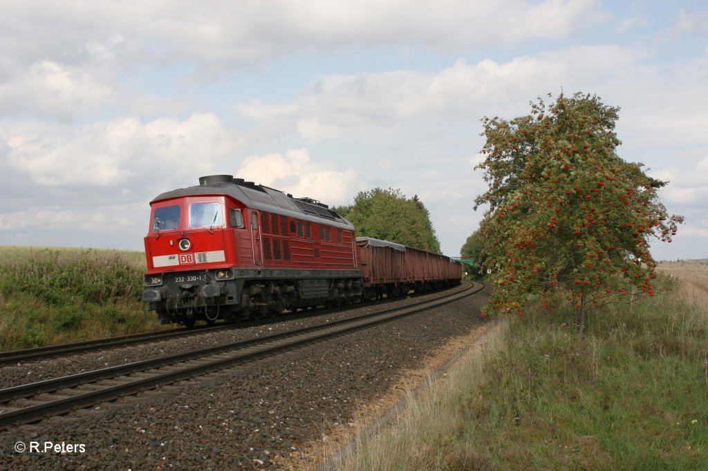 232 330-1 mit 49350 Schrottzug Cheb - N�rnberg bei Waldershof. 17.09.11