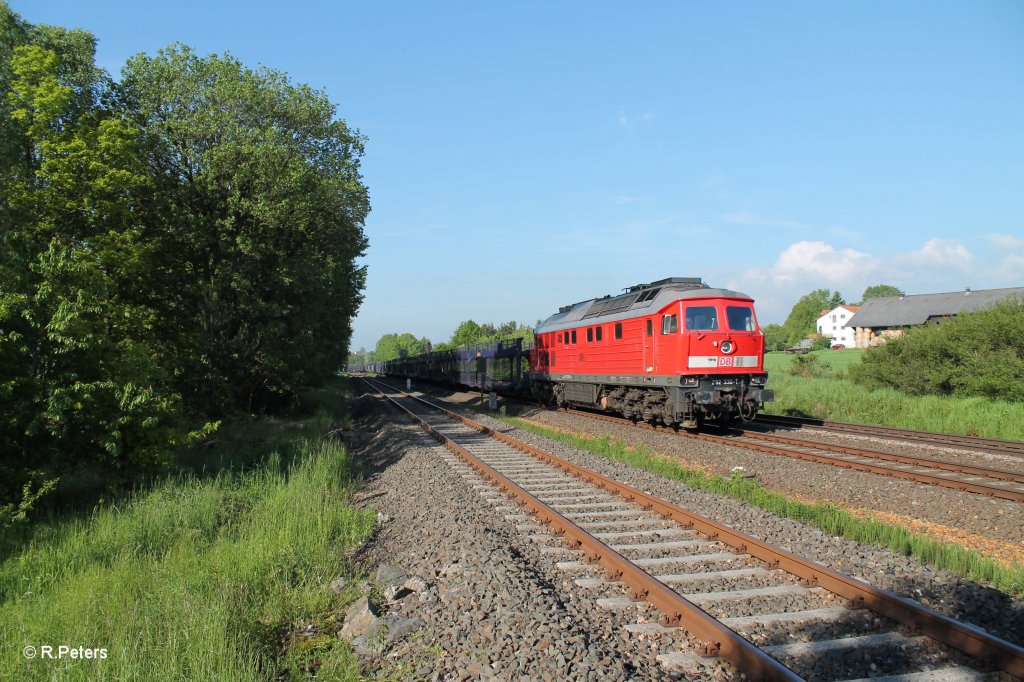 232 330-1 mit dem 49997 N�rnberg - Cheb leer Autozug bei Sch�nfeld. 05.06.13