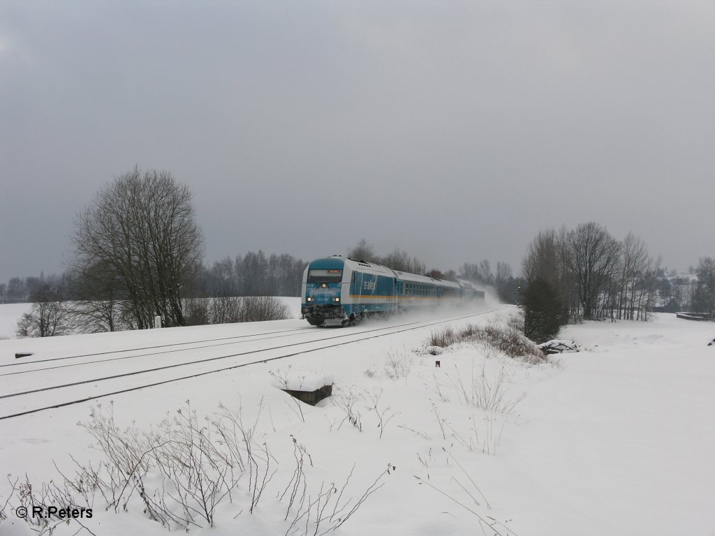 233 066 zieht bei Sch�nfeld den ALX87006 nach Hof mit 25min versp�tung. 02.12.10