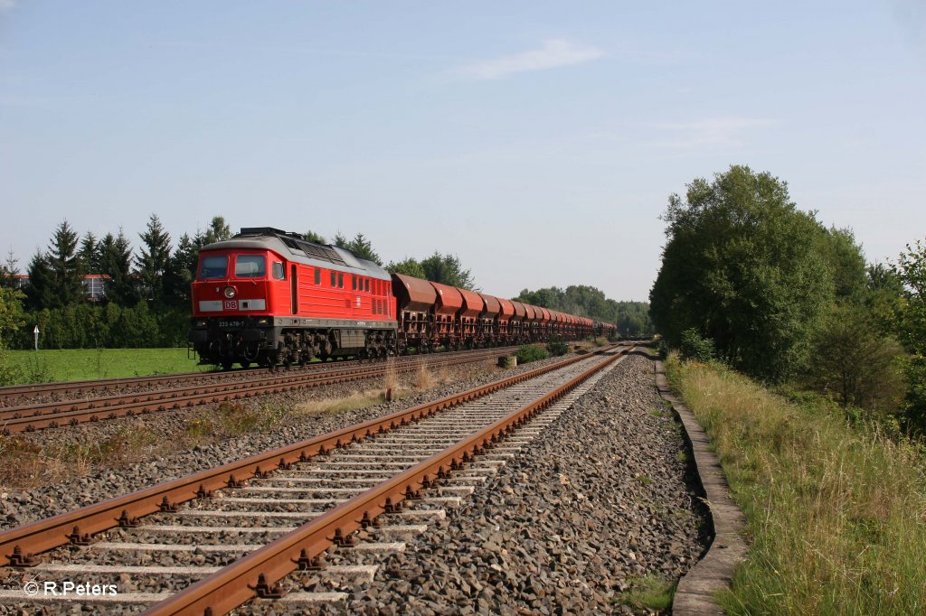 233 478-7 mit CFN 62723 Schotterzug aus Pechbrunn bei Sch�nfeld. 23.08.11