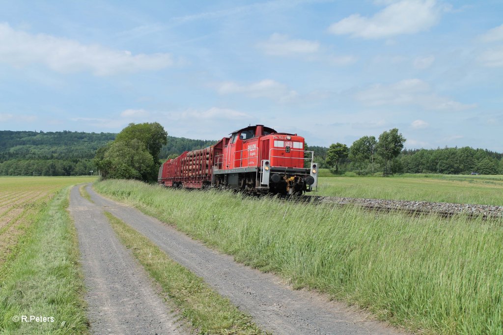 294 753-9 mit der Holz�bergabe 56960 Marktredwitz - Wiesau bei Oberteich. 13.06.13