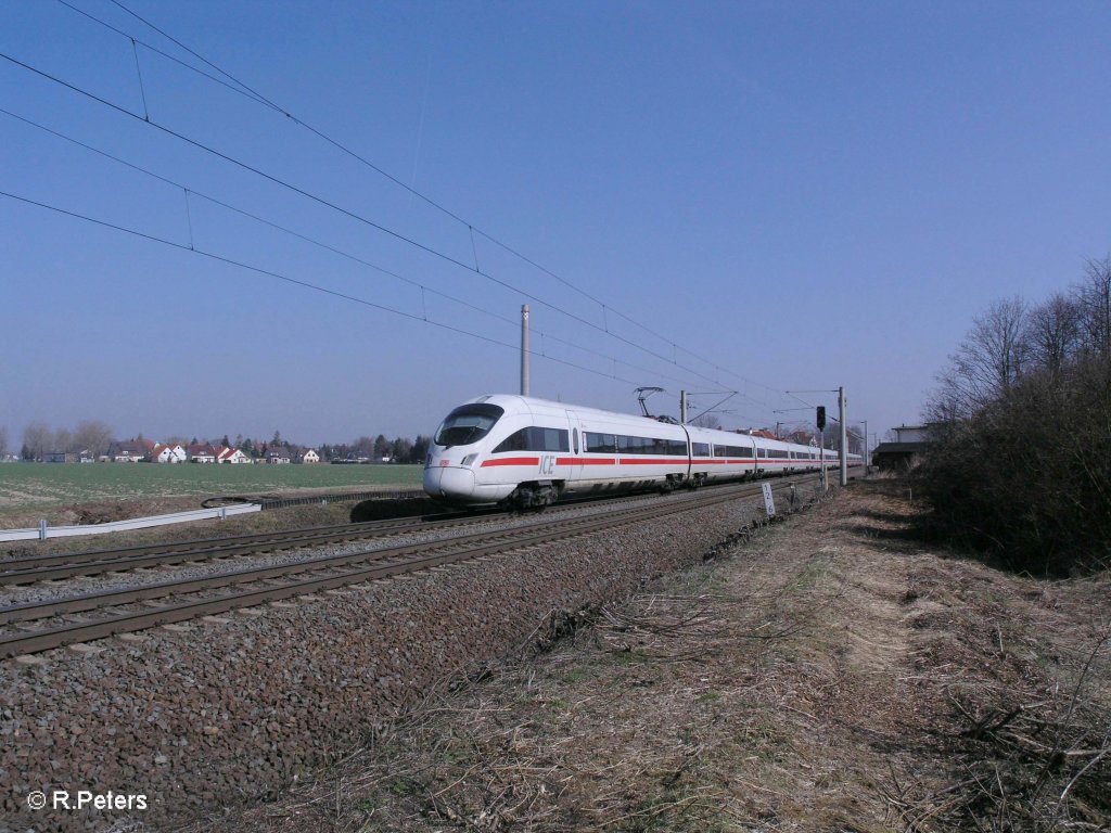 411 030-0 „Jena“ + 415 021-4 „Homburg/Saar“ als ICE2158 Dresden - Frankfurt/M Flughafen bei Miltitz. 29.03.11

