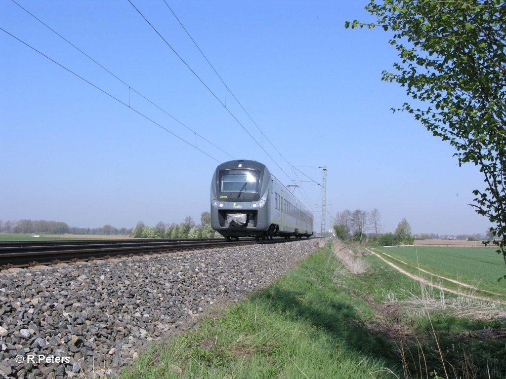 440 903 als AG84410 Plattling – Neumarkt (Oberpfalz) bei Moosham. 21.04.11
