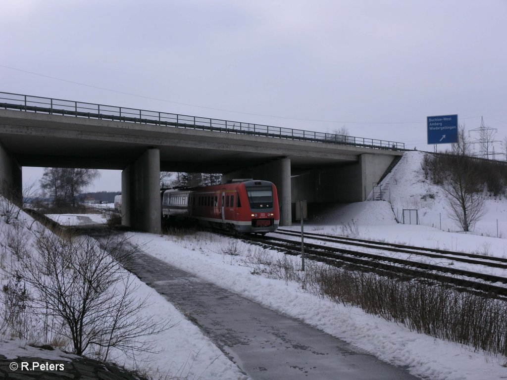612 074-5 f�hrt mit RE32733 M�nchen HBF in Buchloe ein. 25.02.09
