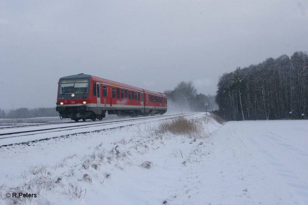 628 427 als RE 59796 Regensburg - Marktredwitz Sch�lerverst�rkerzug bei Oberteich. 30.12.11