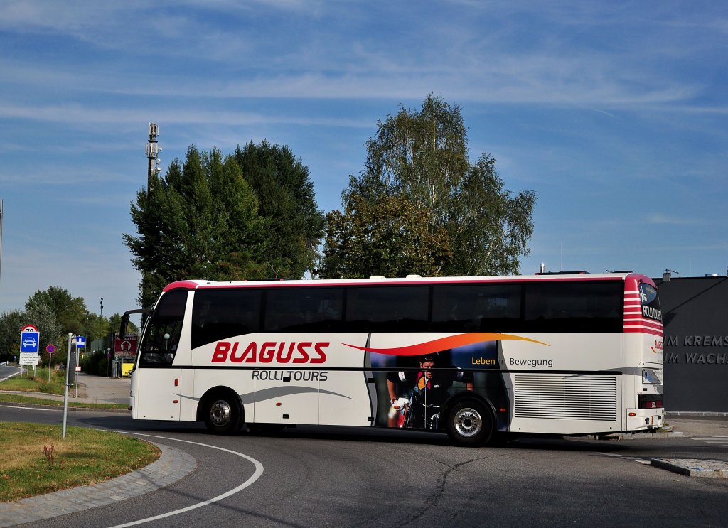 DAF  ROLLIBUS  von BLAGUSS aus der Slowakei fhrt am 17.9.2012 vom Krems ab.(Rollstuhlgerecht!) 